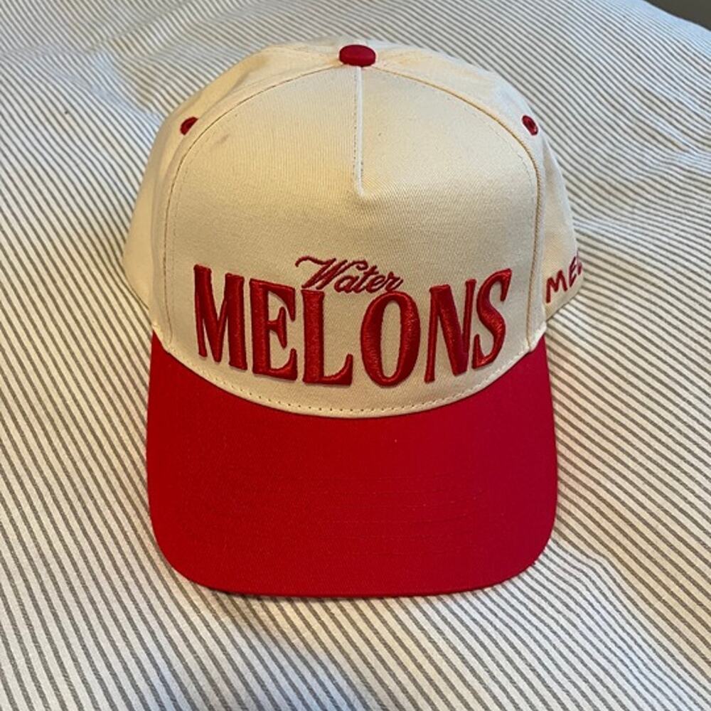 Water MELONS Mela Accessories Hat Adjustable Snapback Tan Red Cap One Size